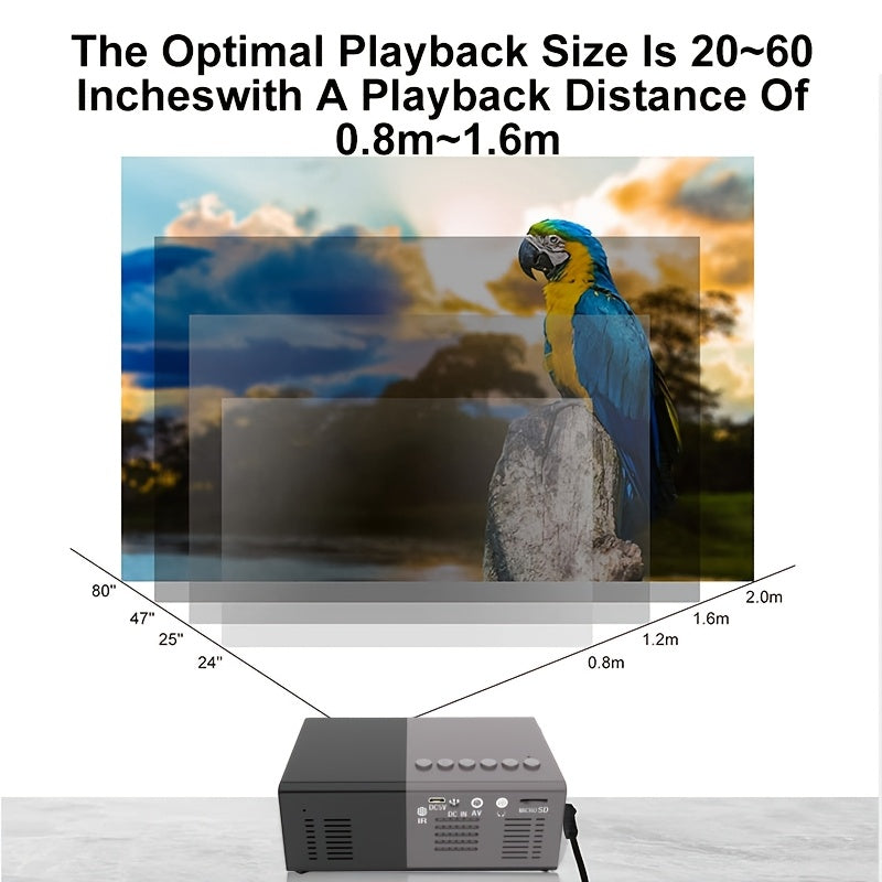 Portable HD Projector, Support 1080P, Wall Movie Projection, Compact Design