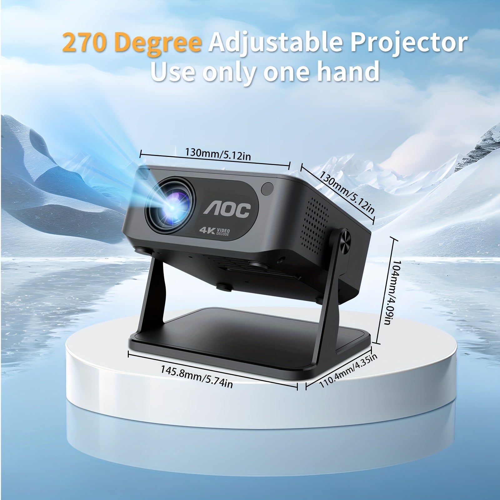 AOC HA109 Portable HD Projector with Fast Focus, Built-in Speakers & USB