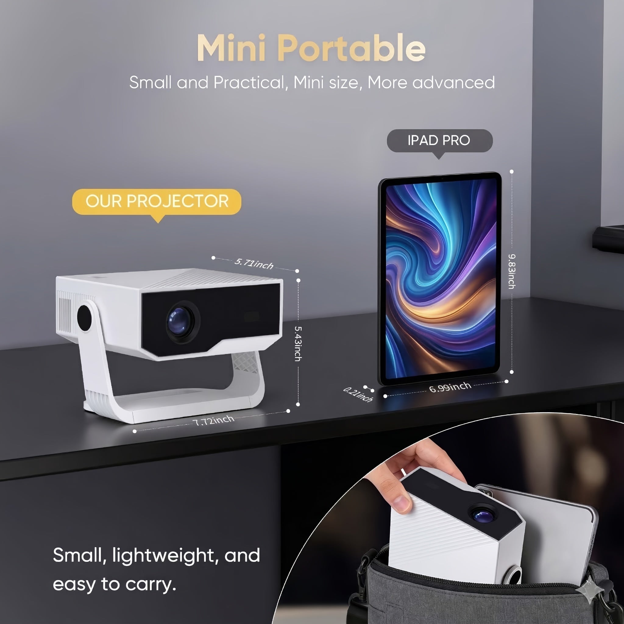 ZDK Portable Projector, Supports Wi-Fi 6 And Wireless