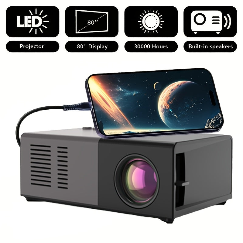 Portable HD Projector, Support 1080P, Wall Movie Projection, Compact Design