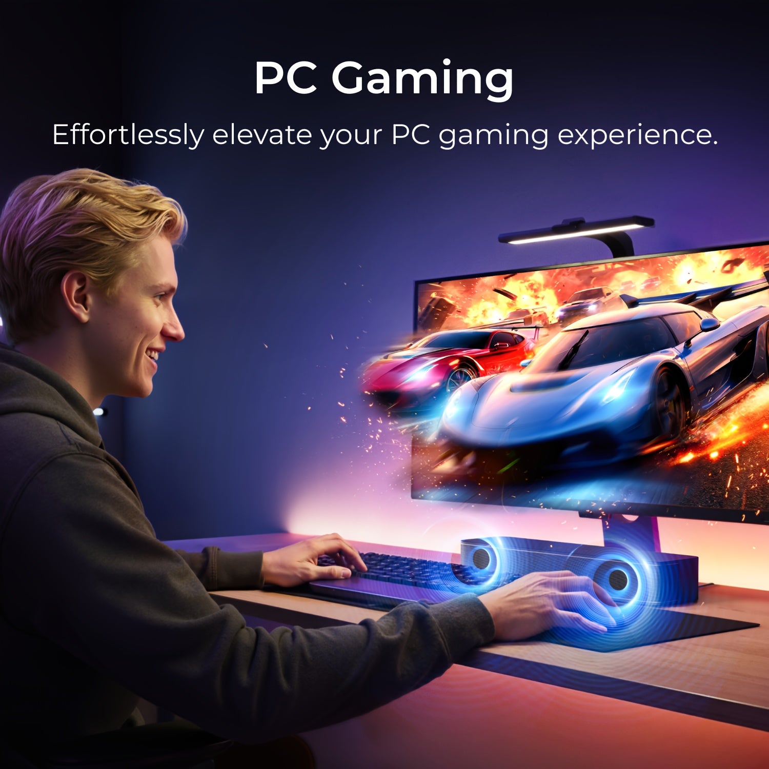 ULTIMEA 2.1Ch Compact Sound Bar Designed for Television, Featuring a 3-Inch Integrated Subwoofer, App Control, 120W Peak Power, an All-In-One PC Sound Bar Suitable for Gaming, Wireless 5.4 Compatibility, And Options for Opt\u002FAux\u002FWall Mounting