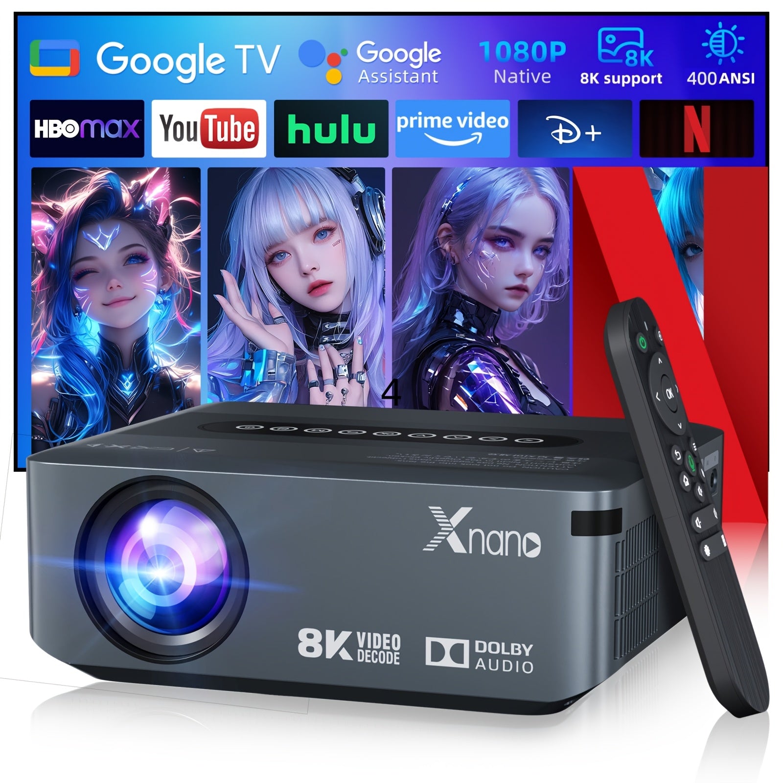 Ultra Bright HD Smart Projector With Dual Band WiFi and Wireless