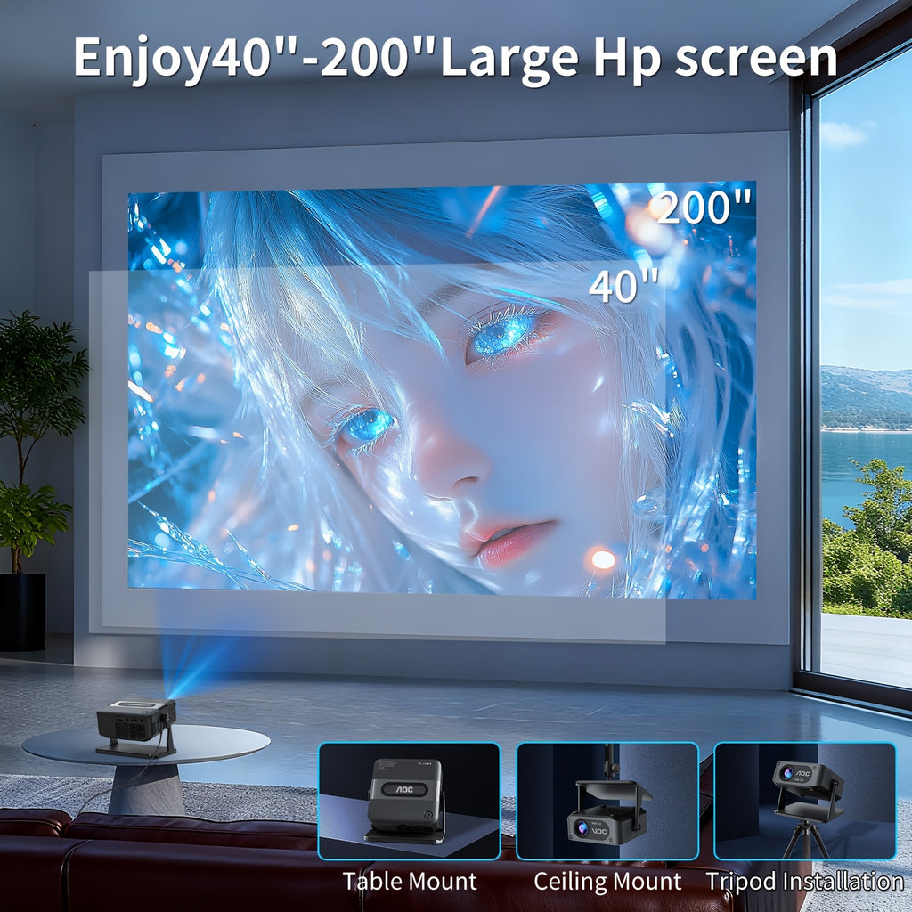 AOC HA109 Portable HD Projector with Fast Focus, Built-in Speakers & USB