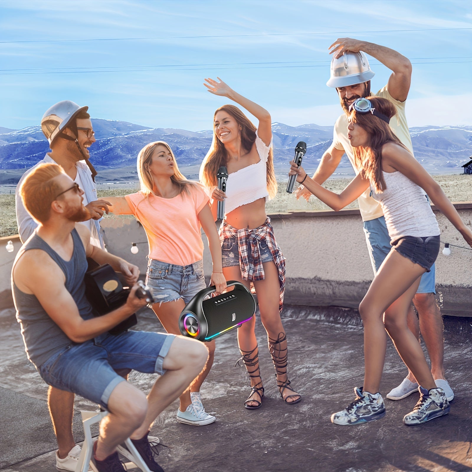 JYX D20 Portable Outdoor Wireless Bass Speaker - Features 3D Surround Sound, Stunning RGB Lighting, Wireless Stereo Capability - Delivers Powerful Deep Bass, Ideal for Parties, Boombox for Both Indoor And Outdoor Use, Perfect Christmas Gift