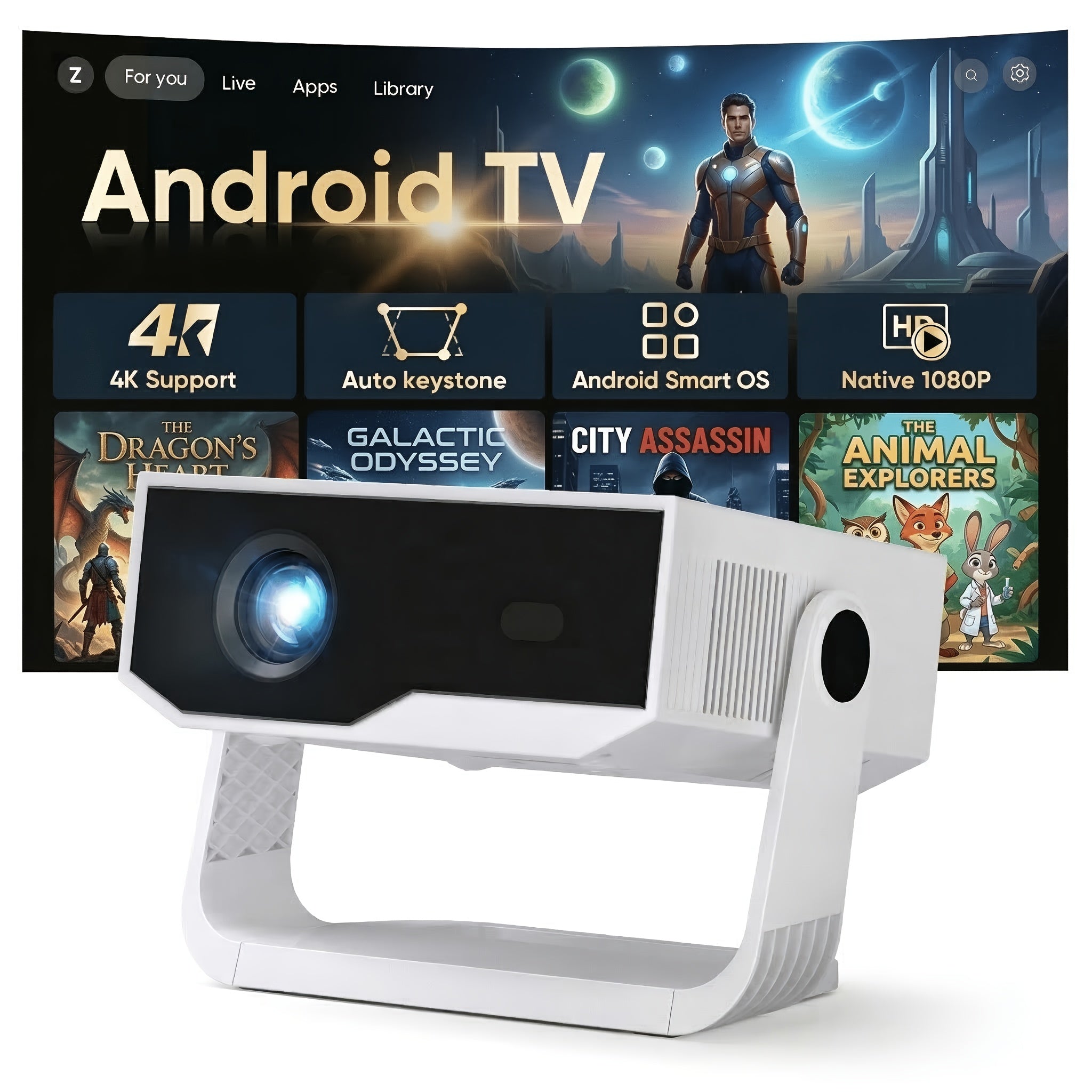 ZDK Portable Projector, Supports Wi-Fi 6 And Wireless