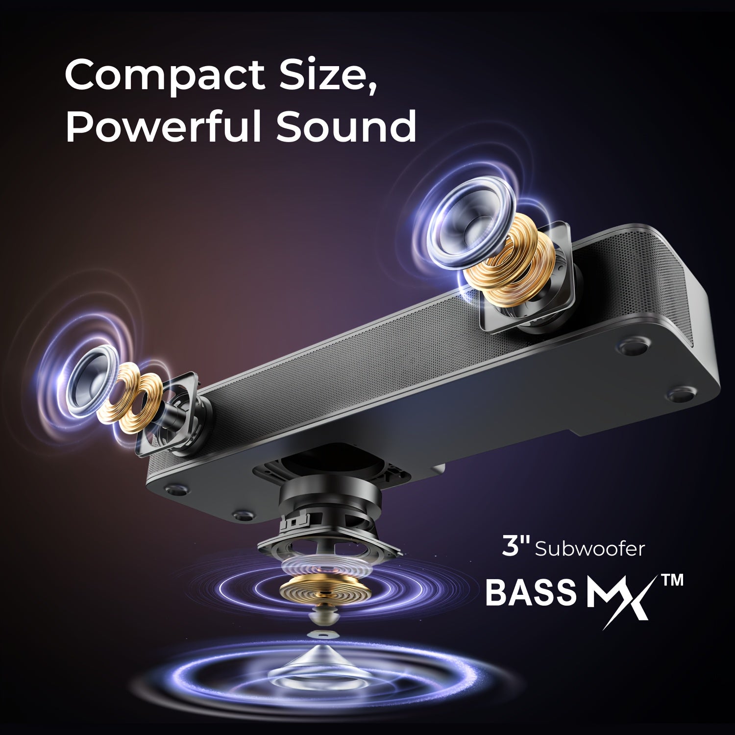 ULTIMEA 2.1Ch Compact Sound Bar Designed for Television, Featuring a 3-Inch Integrated Subwoofer, App Control, 120W Peak Power, an All-In-One PC Sound Bar Suitable for Gaming, Wireless 5.4 Compatibility, And Options for Opt\u002FAux\u002FWall Mounting