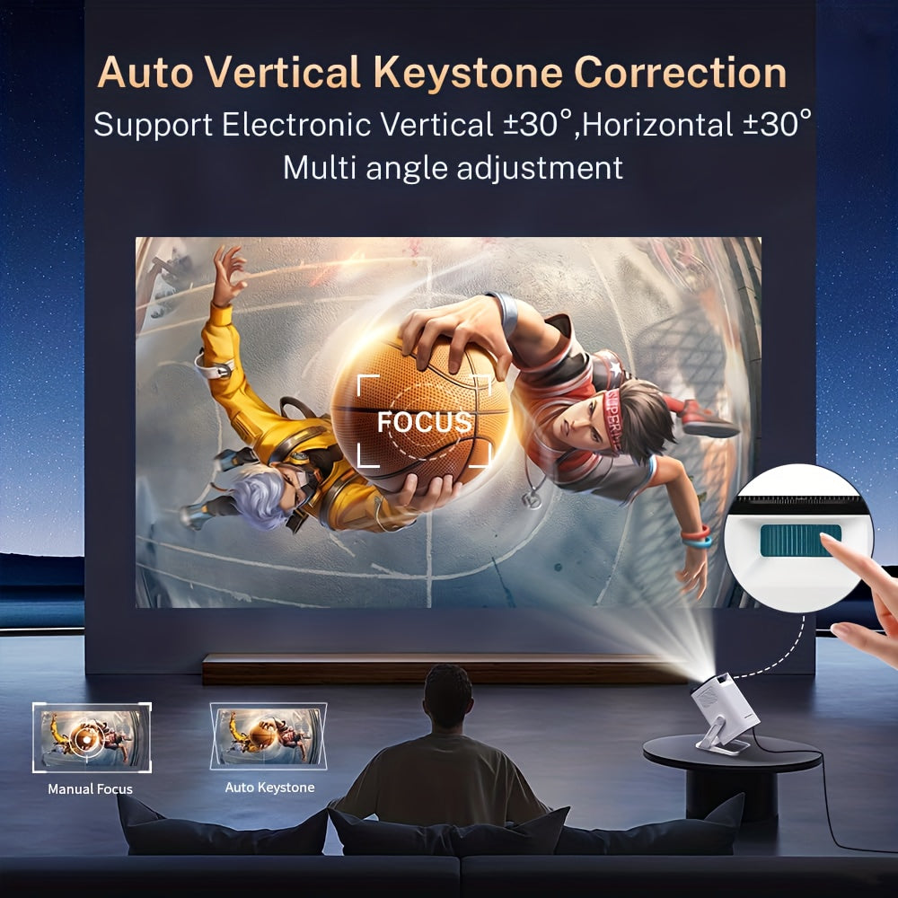 Built-in Apps & 2026 Upgraded Mini Portable Smart Projector with WiFi 6 And BT5.4