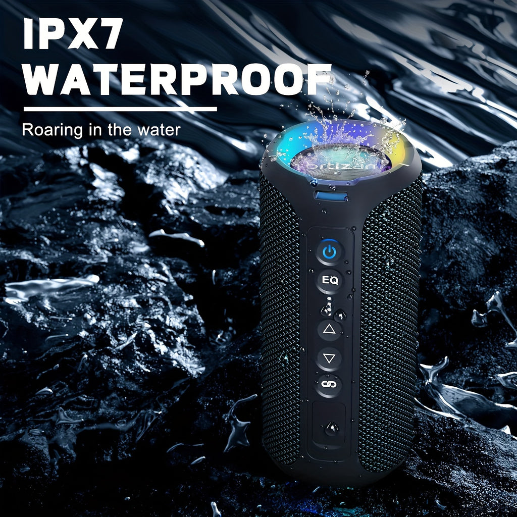 Ortizan 40W PMPO Loud Stereo Portable Speaker | IPX7, Wireless, with Deep Bass, LED Light, 30H Battery, TF Card, AUX, True Wireless Stereo for Indoor & Outdoor Use