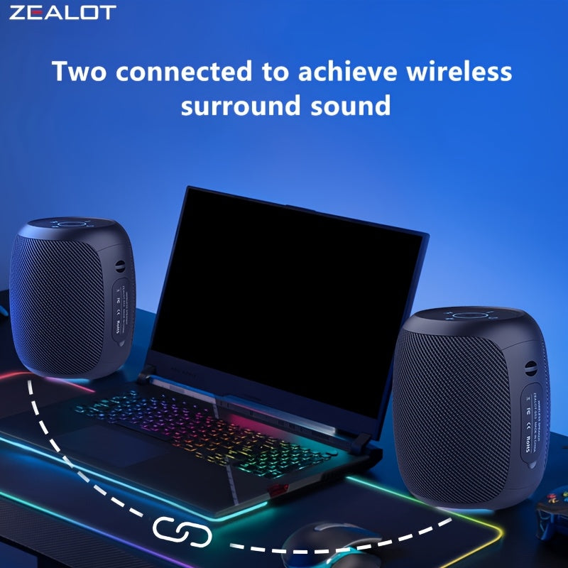 ZEALOT S53 Wireless Speakers, Wireless Speaker, Dual Pairing, 3600Mah Battery, 24 Hours Playtime Loud Stereo, Booming Bass. Charging Cable, Connect with Mobile Phone\u002FTablet\u002FTv