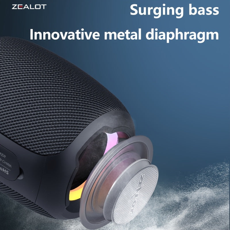 ZEALOT S53 Wireless Speakers, Wireless Speaker, Dual Pairing, 3600Mah Battery, 24 Hours Playtime Loud Stereo, Booming Bass. Charging Cable, Connect with Mobile Phone\u002FTablet\u002FTv