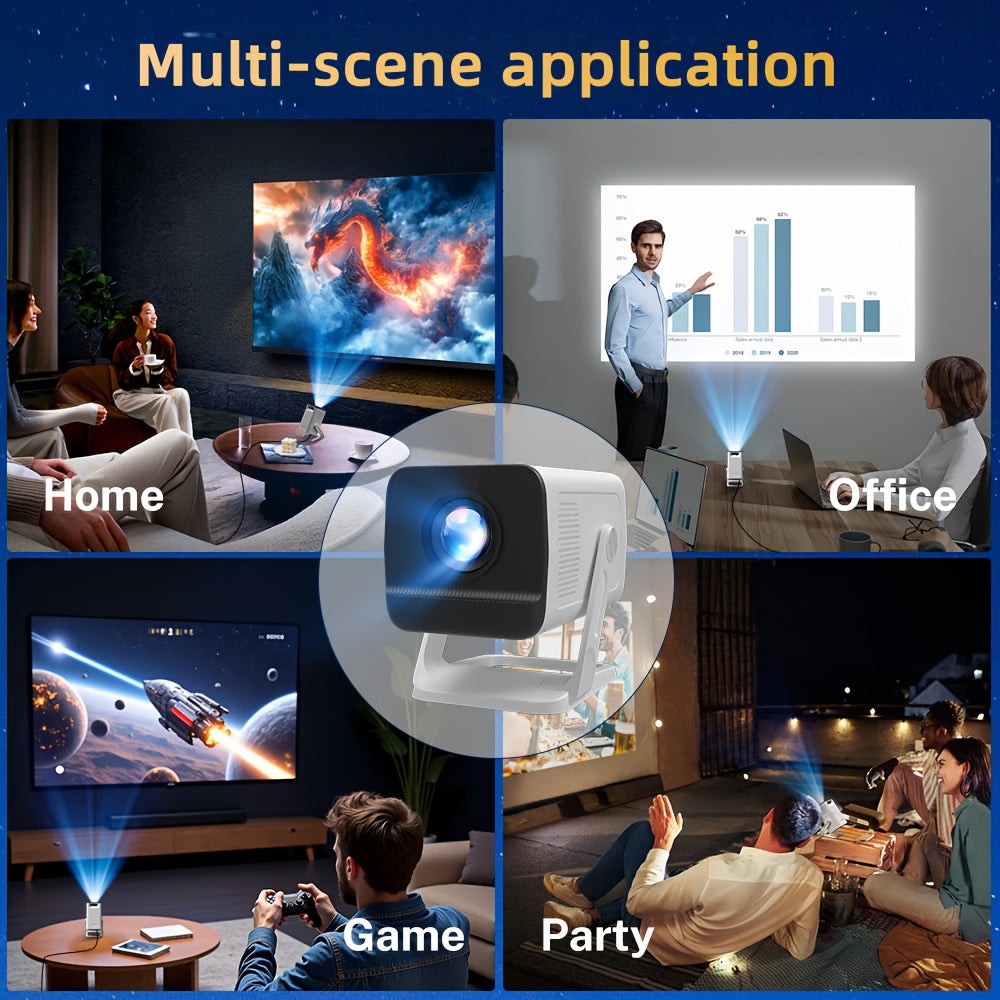 Built-in Apps & 2026 Upgraded Mini Portable Smart Projector with WiFi 6 And BT5.4