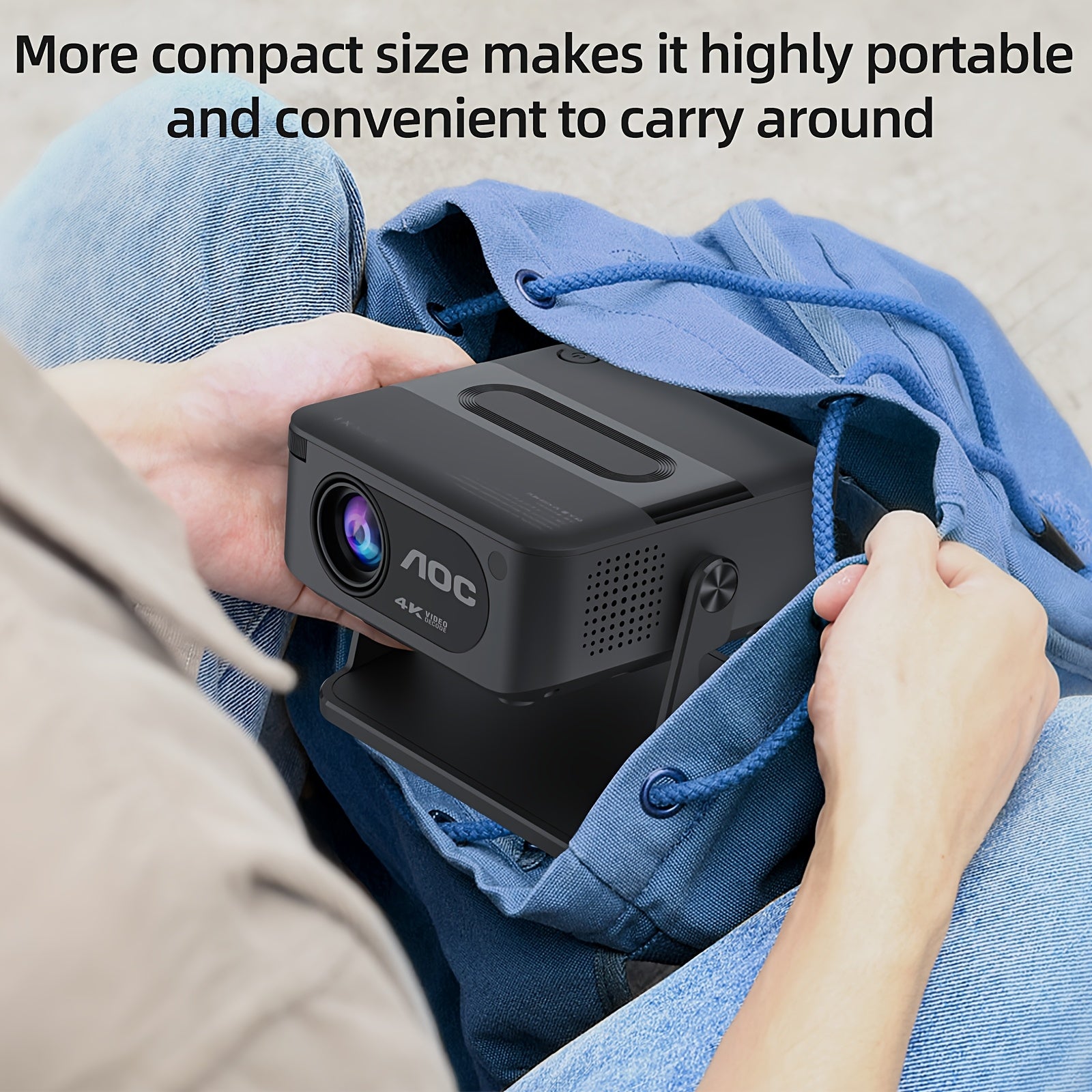 AOC HA109 Portable HD Projector with Fast Focus, Built-in Speakers & USB
