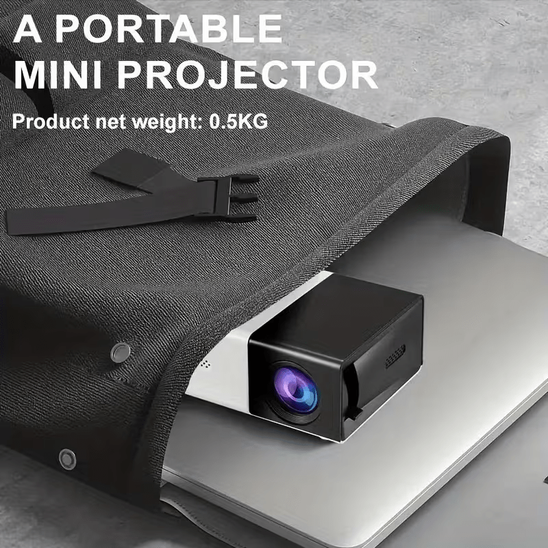 Portable Projector, Native Resolution 480P, Supports 1080P HD TV, 180° Rotation Angle
