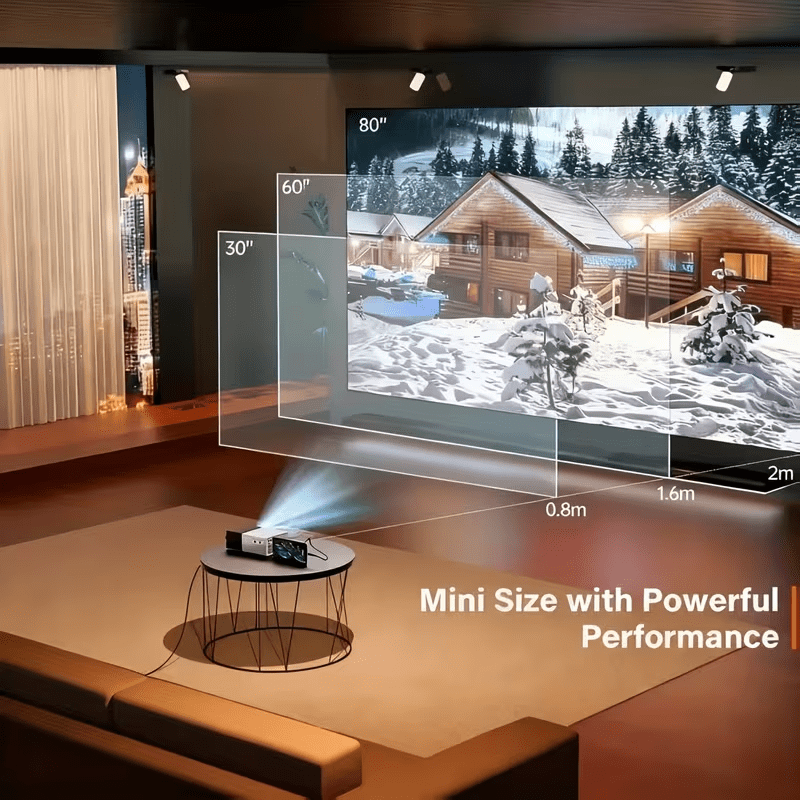 Portable Projector, Native Resolution 480P, Supports 1080P HD TV, 180° Rotation Angle