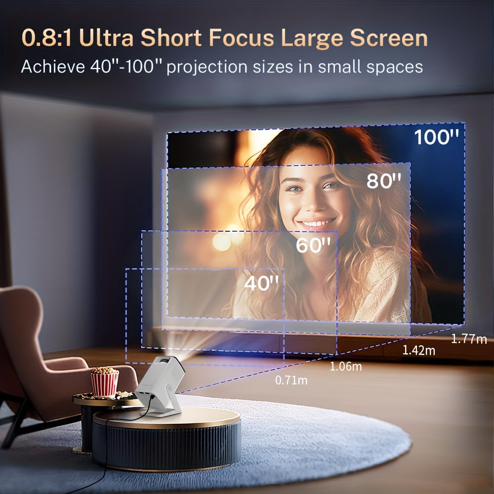 Built-in Apps & 2026 Upgraded Mini Portable Smart Projector with WiFi 6 And BT5.4