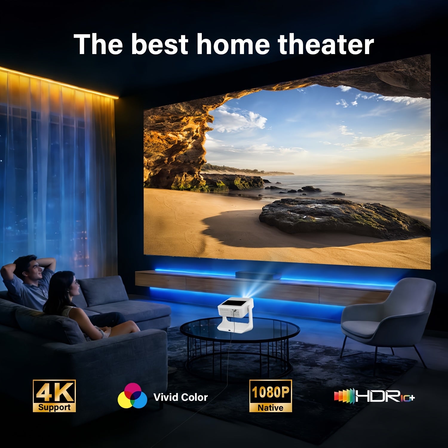 HD Home Theater Projector: Supports 4K And Android OS