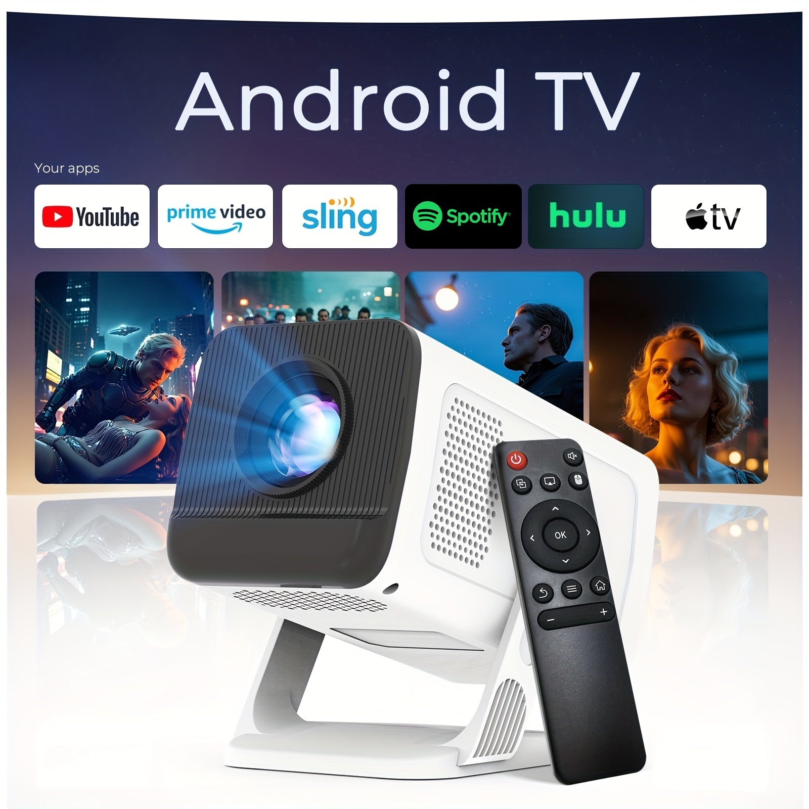 Built-in Apps & 2026 Upgraded Mini Portable Smart Projector with WiFi 6 And BT5.4
