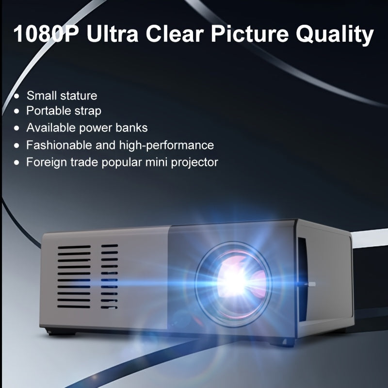 Portable HD Projector, Support 1080P, Wall Movie Projection, Compact Design