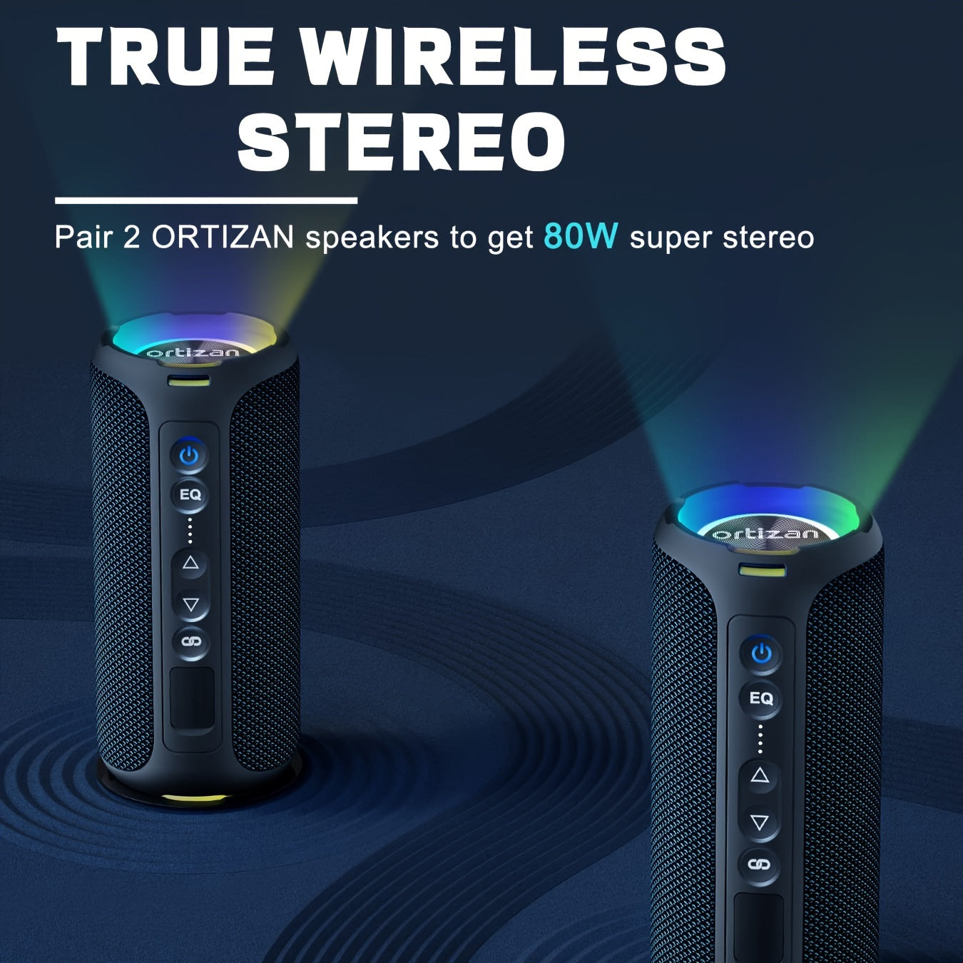 Ortizan 40W PMPO Loud Stereo Portable Speaker | IPX7, Wireless, with Deep Bass, LED Light, 30H Battery, TF Card, AUX, True Wireless Stereo for Indoor & Outdoor Use