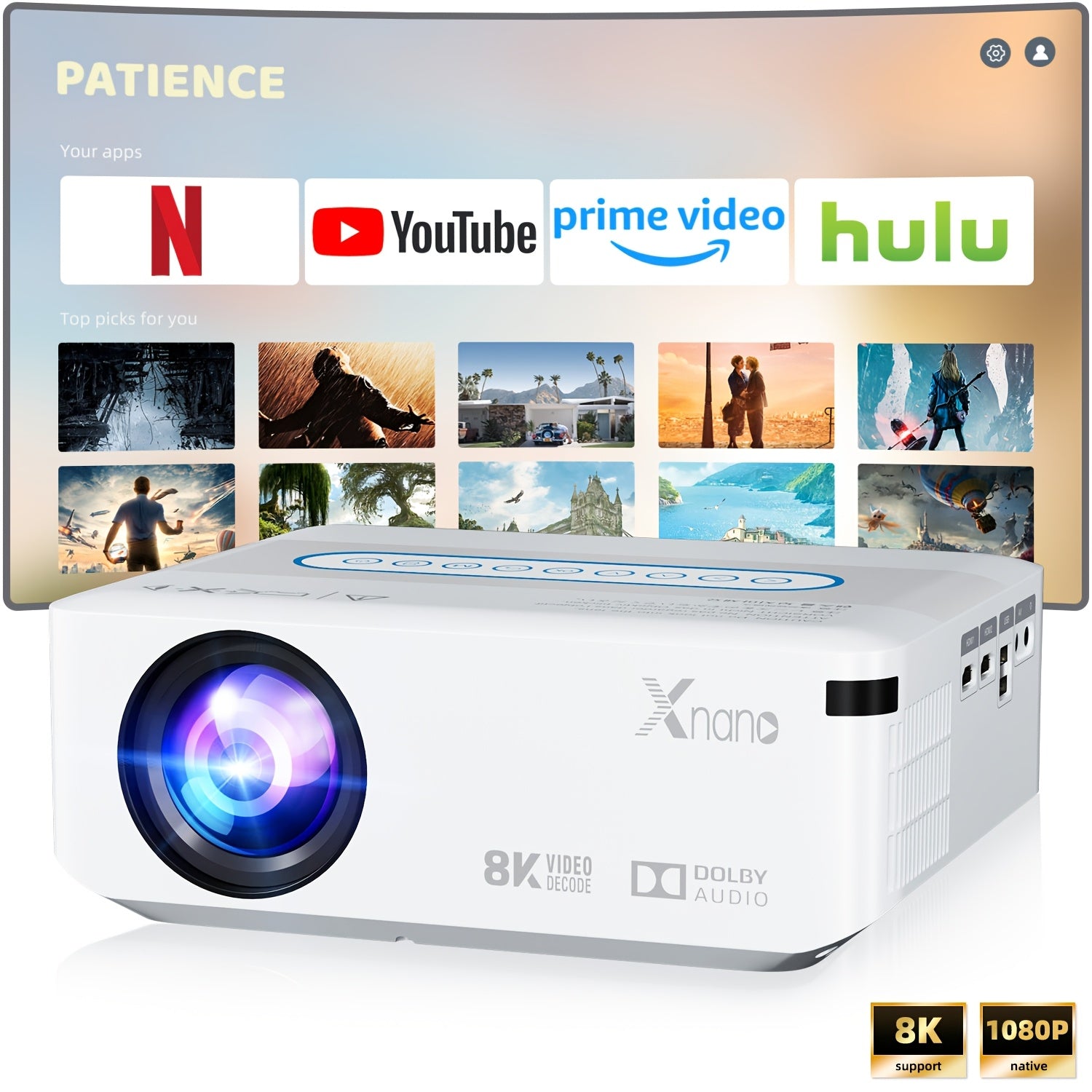 Ultra Bright HD Smart Projector With Dual Band WiFi and Wireless