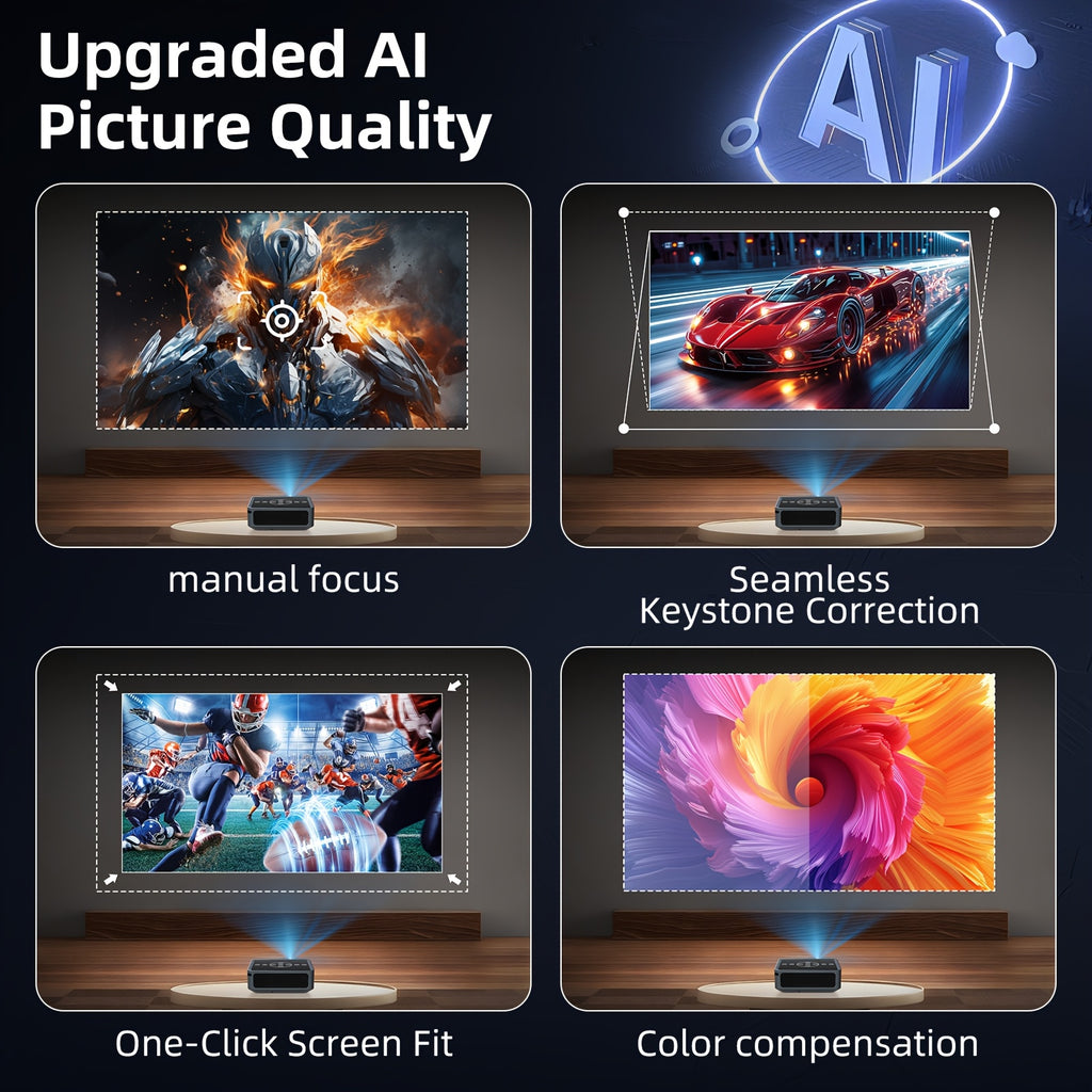 Ultra Bright HD Smart Projector With Dual Band WiFi and Wireless
