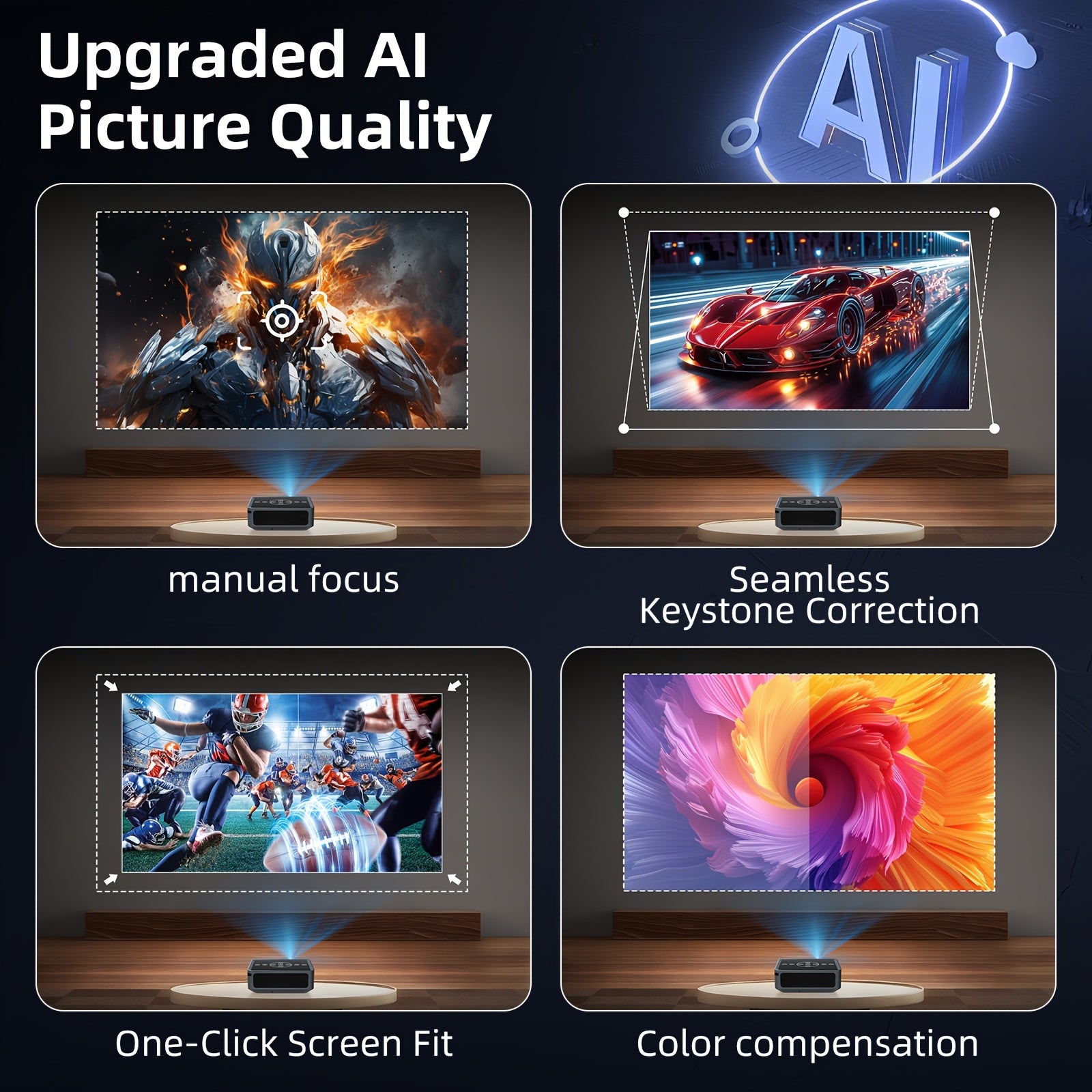 Ultra Bright HD Smart Projector With Dual Band WiFi and Wireless