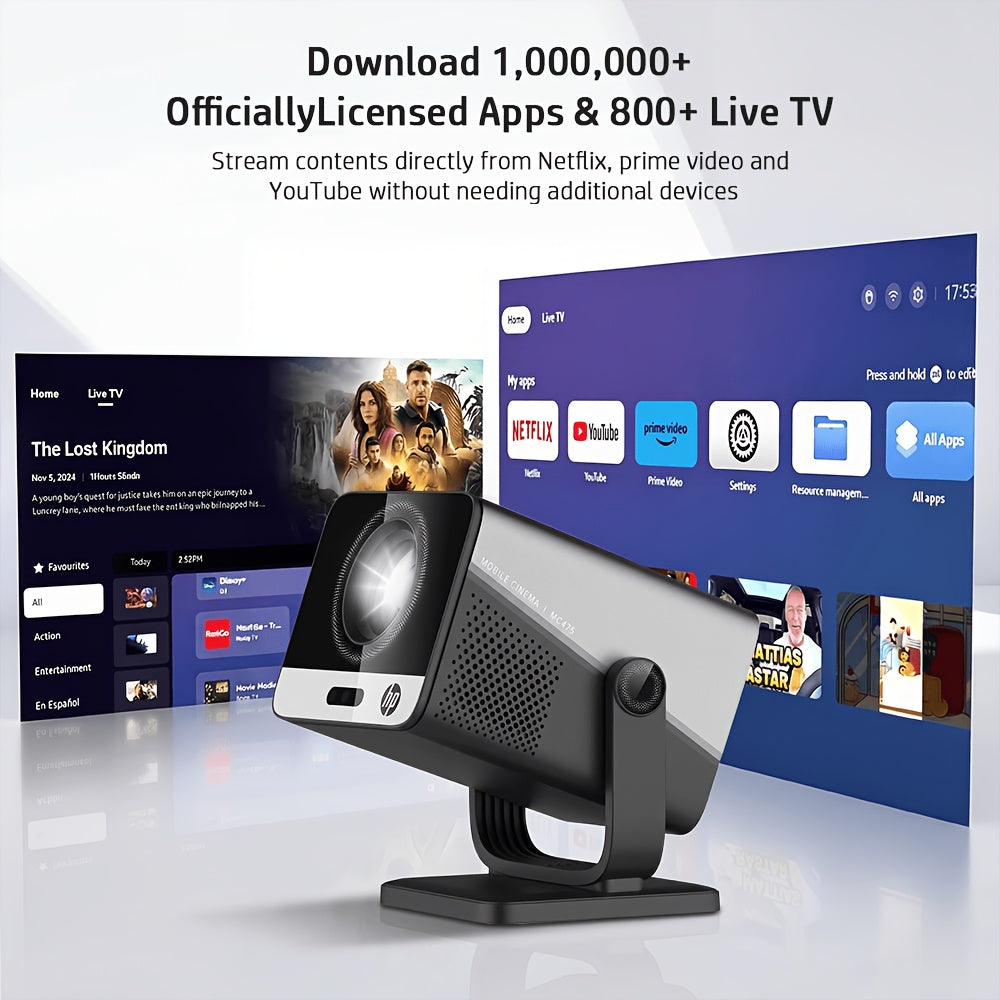 HP MC475 Smart Beamer Local 1920 X 1080 And Support 4K Full HD Android 14 Rotation Portable Projector