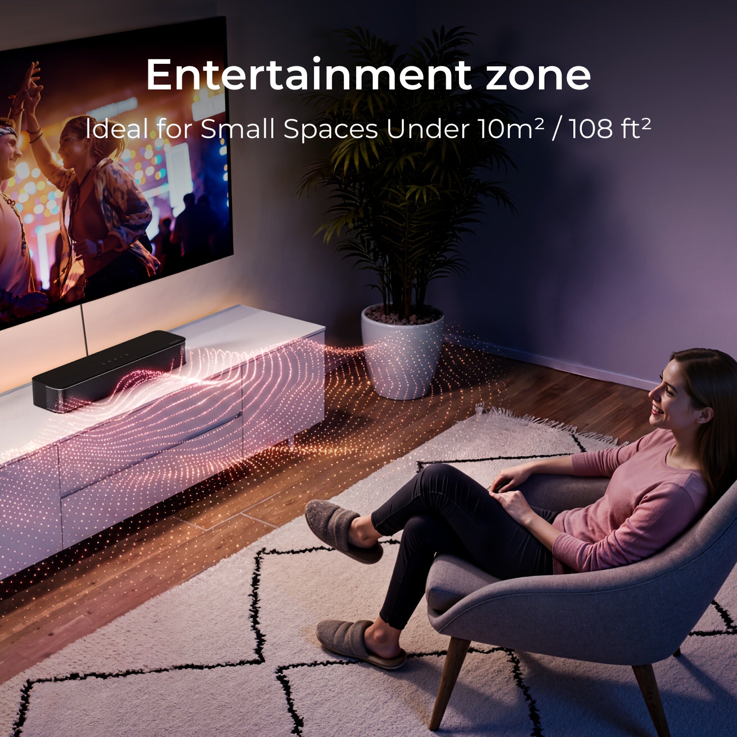 ULTIMEA 2.1Ch Compact Sound Bar Designed for Television, Featuring a 3-Inch Integrated Subwoofer, App Control, 120W Peak Power, an All-In-One PC Sound Bar Suitable for Gaming, Wireless 5.4 Compatibility, And Options for Opt\u002FAux\u002FWall Mounting