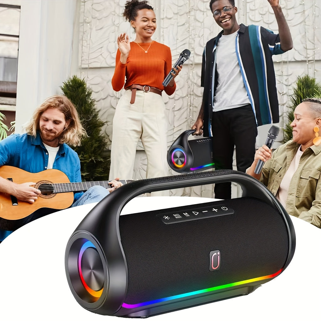 JYX D20 Portable Outdoor Wireless Bass Speaker - Features 3D Surround Sound, Stunning RGB Lighting, Wireless Stereo Capability - Delivers Powerful Deep Bass, Ideal for Parties, Boombox for Both Indoor And Outdoor Use, Perfect Christmas Gift