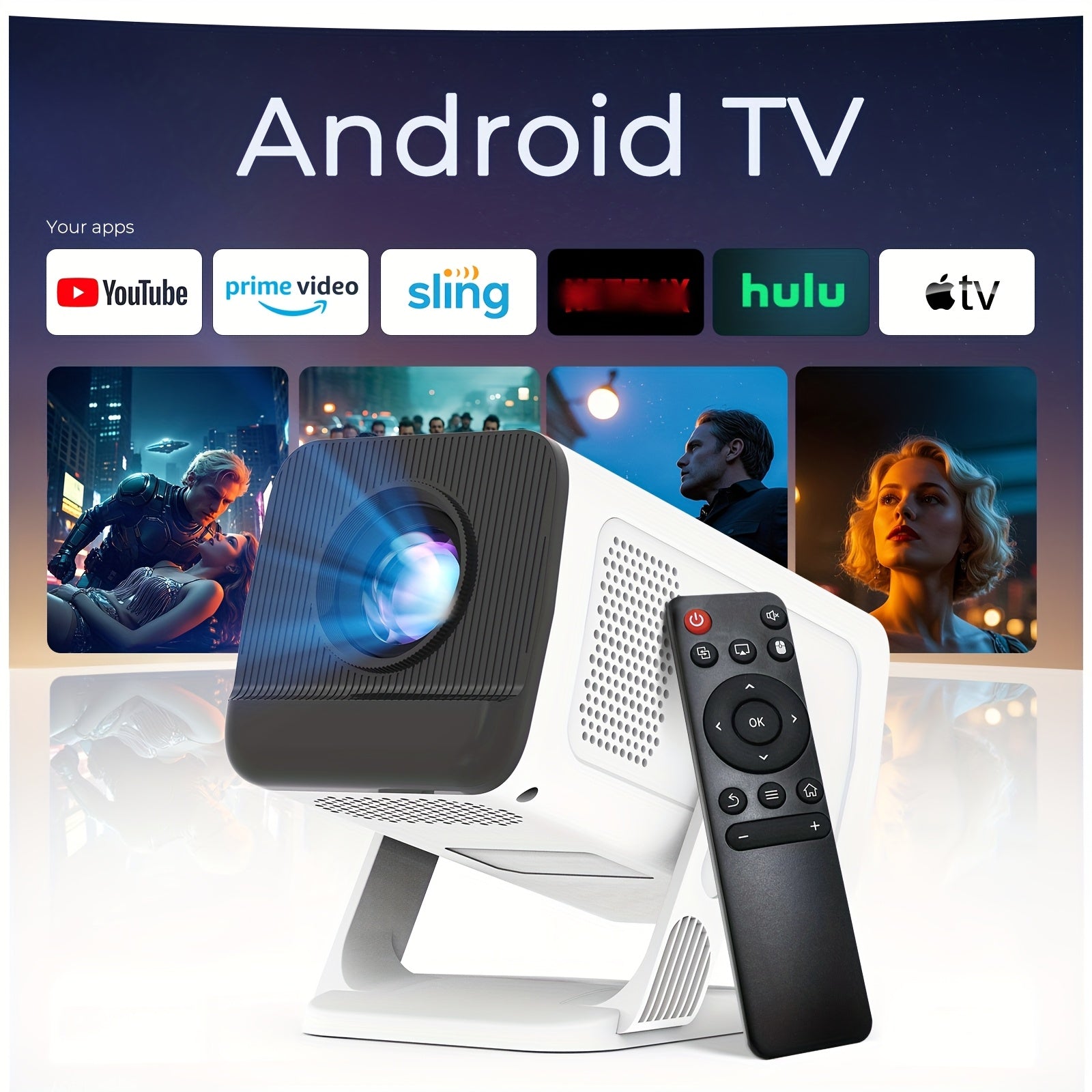 Built-in Apps & 2026 Upgraded Mini Portable Smart Projector with WiFi 6 And BT5.4