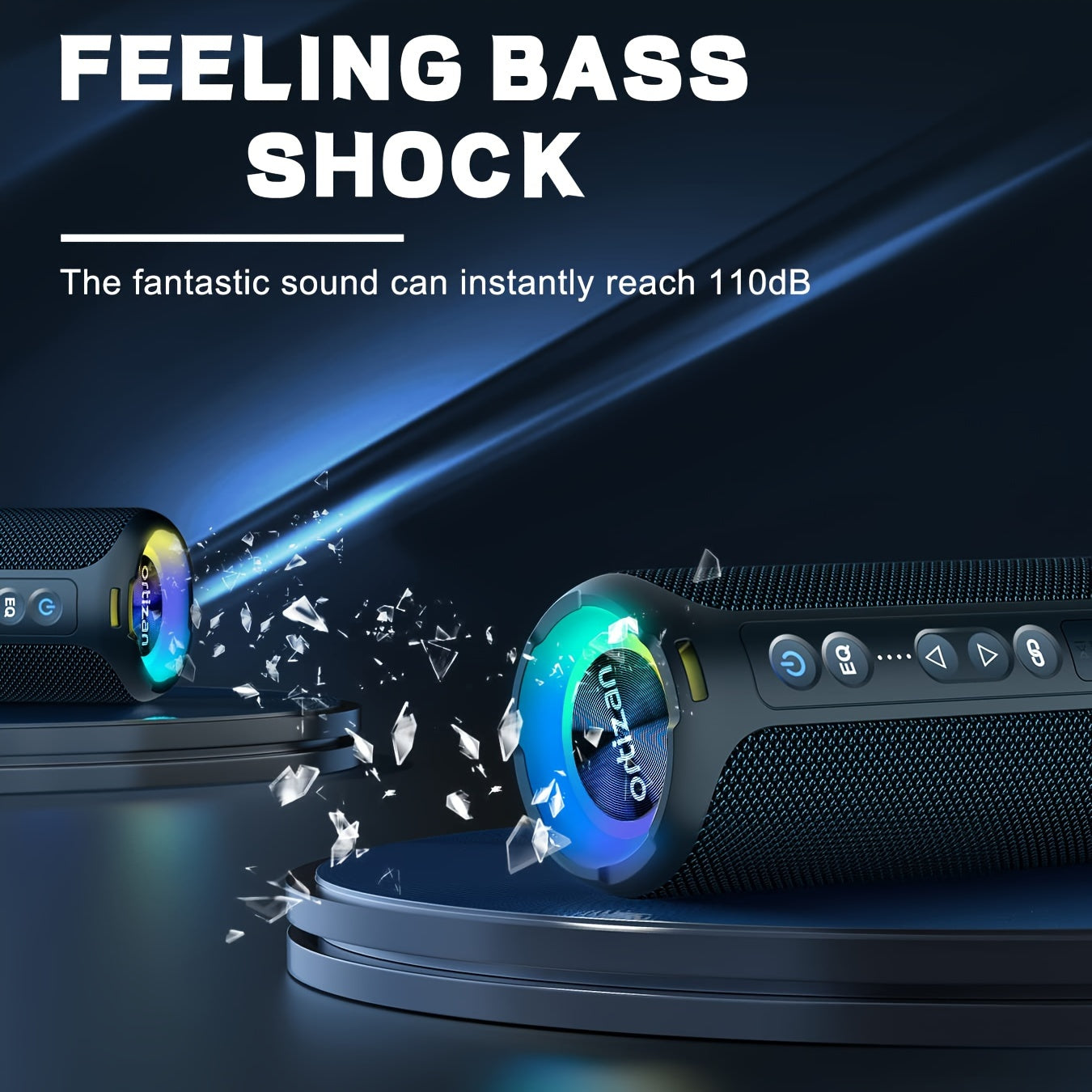Ortizan 40W PMPO Loud Stereo Portable Speaker | IPX7, Wireless, with Deep Bass, LED Light, 30H Battery, TF Card, AUX, True Wireless Stereo for Indoor & Outdoor Use