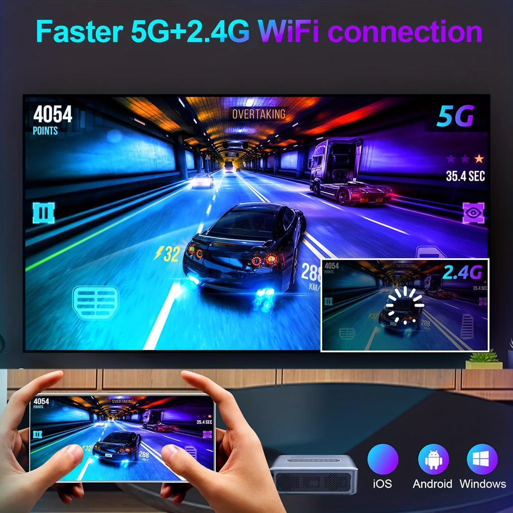 Ultra Bright HD Smart Projector With Dual Band WiFi and Wireless