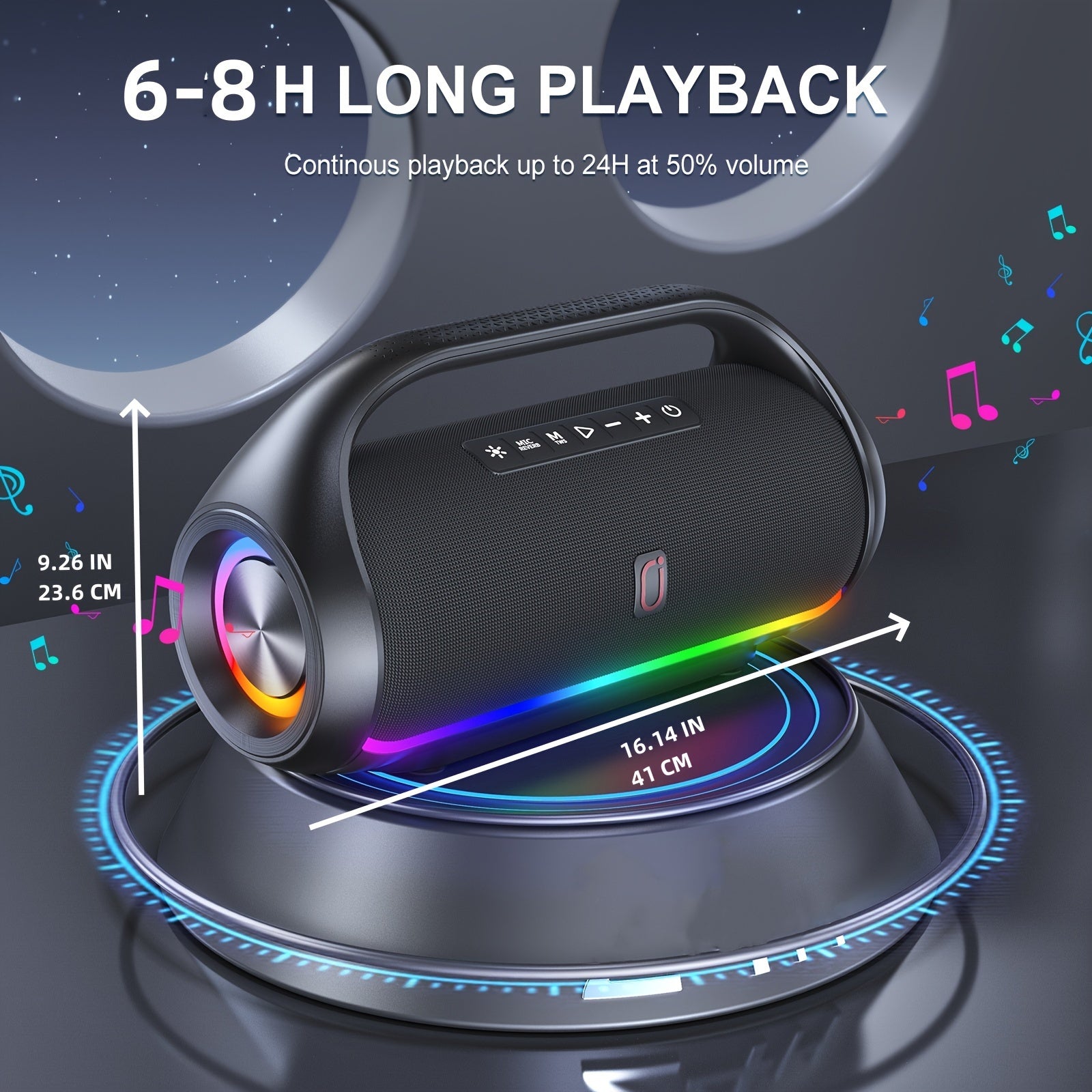 JYX D20 Portable Outdoor Wireless Bass Speaker - Features 3D Surround Sound, Stunning RGB Lighting, Wireless Stereo Capability - Delivers Powerful Deep Bass, Ideal for Parties, Boombox for Both Indoor And Outdoor Use, Perfect Christmas Gift