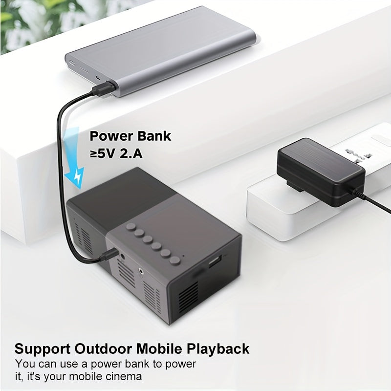 Portable HD Projector, Support 1080P, Wall Movie Projection, Compact Design